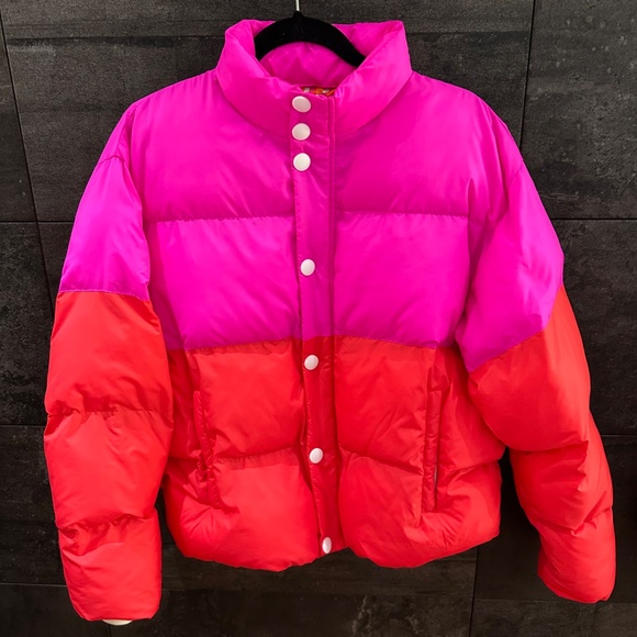 MOTHER Pink and Red Puffer Jacket - Picture 7 of 10